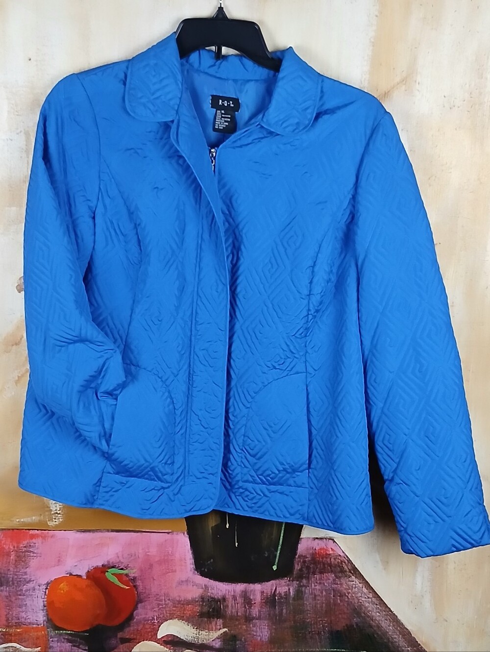 R.Q.T. Royal Blue Quilted Zip Front Jacket - Size XL
